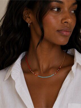 New! Preppy Colorful Mixed Colorblock Beaded Dopamine Necklace NWOT 1040